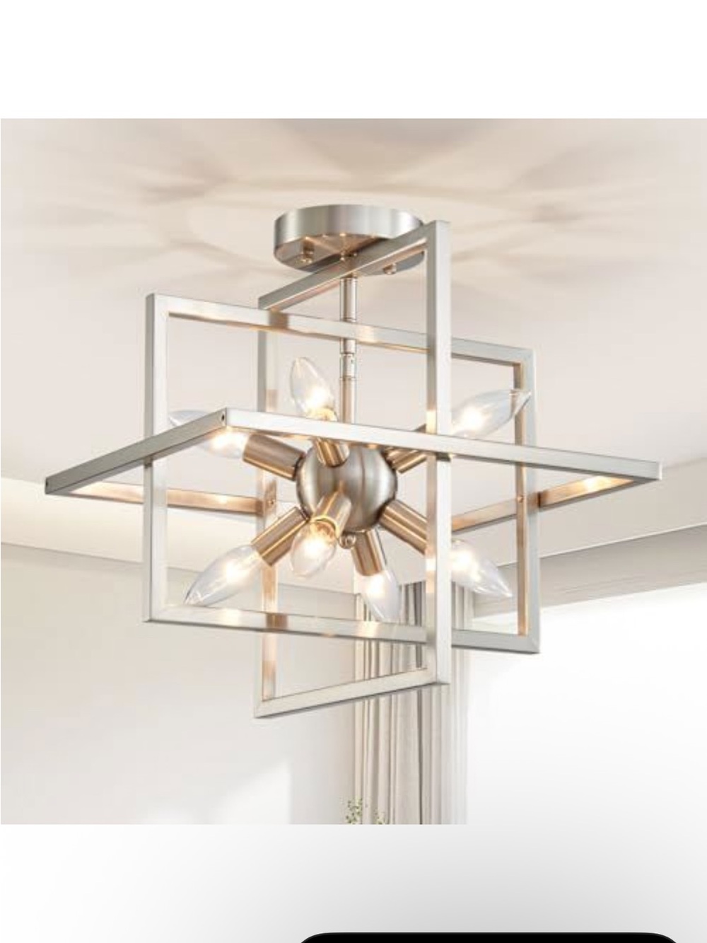 Modern Silver Geometric Semi-Flush Ceiling Light